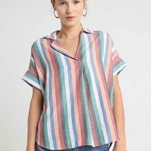 Madewell multi color short sleeve striped blouse